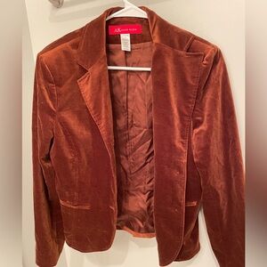 Anne Klein Sz 10 Stretch Blazer Jacket Brown Rust Bronze Lined 3 Button